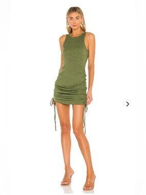 Lovers + Friends Olive Green Sleeveless Ribbed Mini Dress